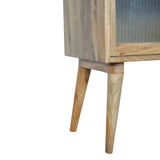 Multi Drawer Glass Bedside Table | Oak-Ish Solid Mango Wood