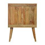 Multi Drawer Glass Bedside Table | Oak-Ish Solid Mango Wood