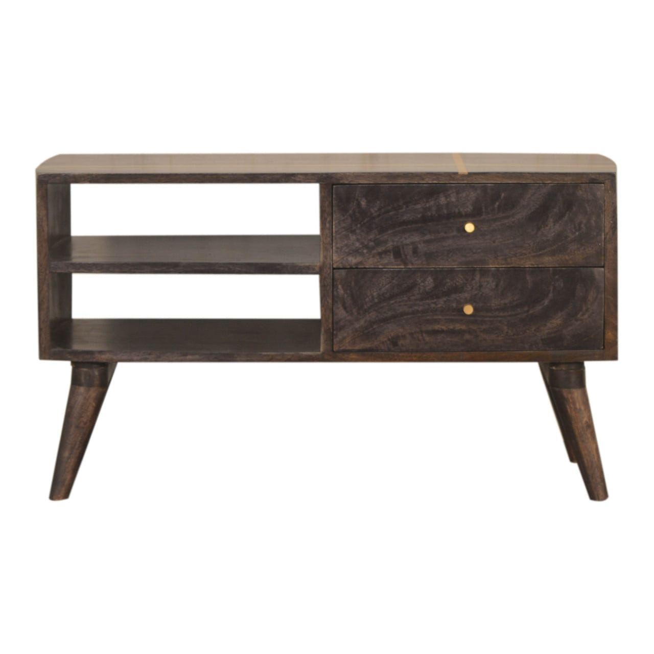Cairo TV Media Unit | Black Solid Mango Wood