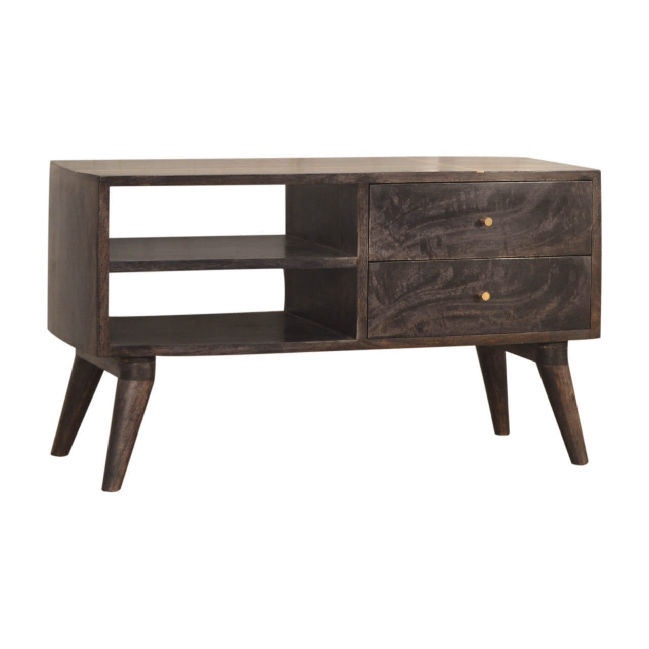 Cairo TV Media Unit | Black Solid Mango Wood
