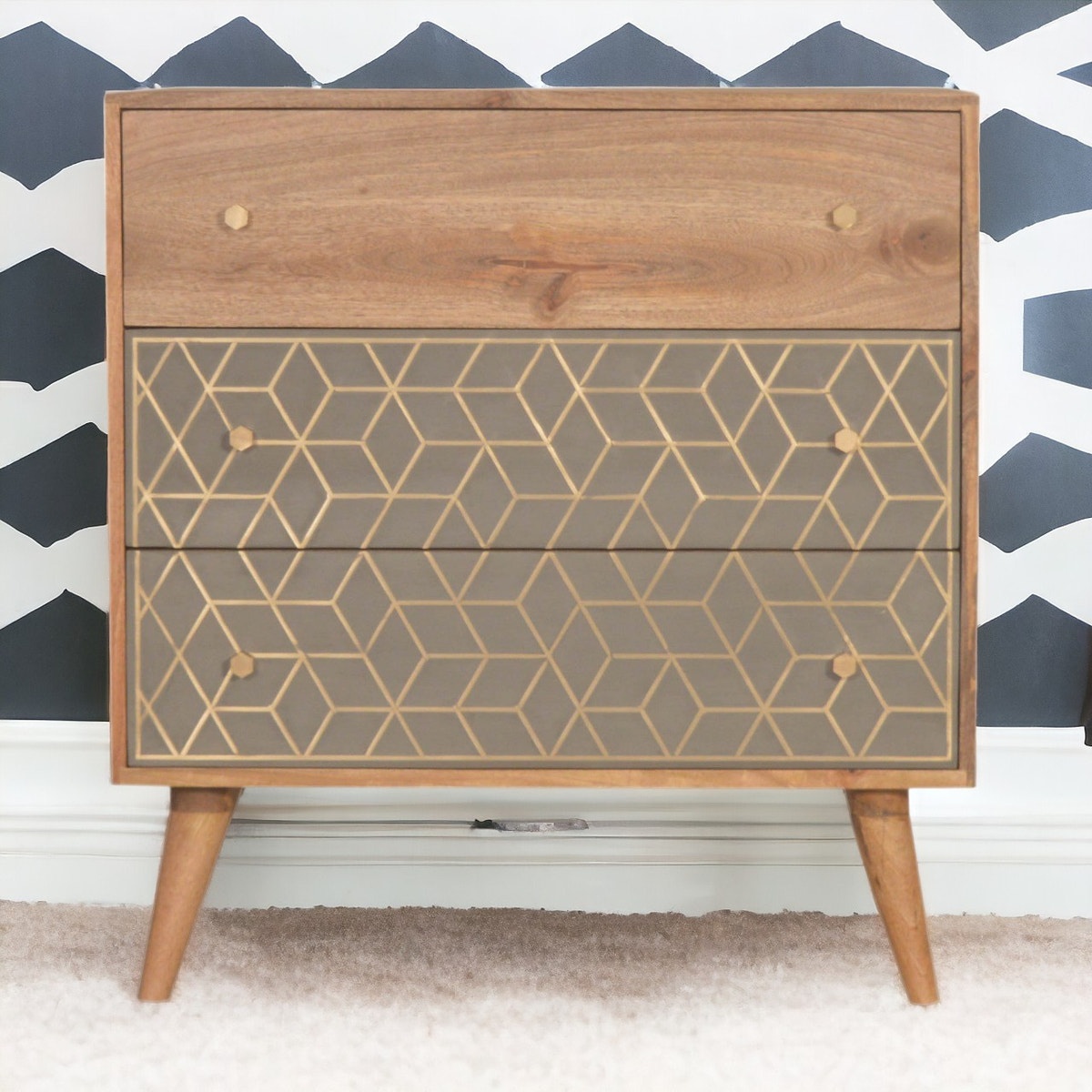 Dice Chest of Drawers | Oak Solid Mango Wood
