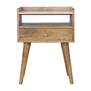 Open Slot Bedside with White Top Bedside Table | Oak-Ish Solid Mango Wood