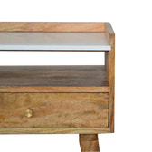 Open Slot Bedside with White Top Bedside Table | Oak-Ish Solid Mango Wood