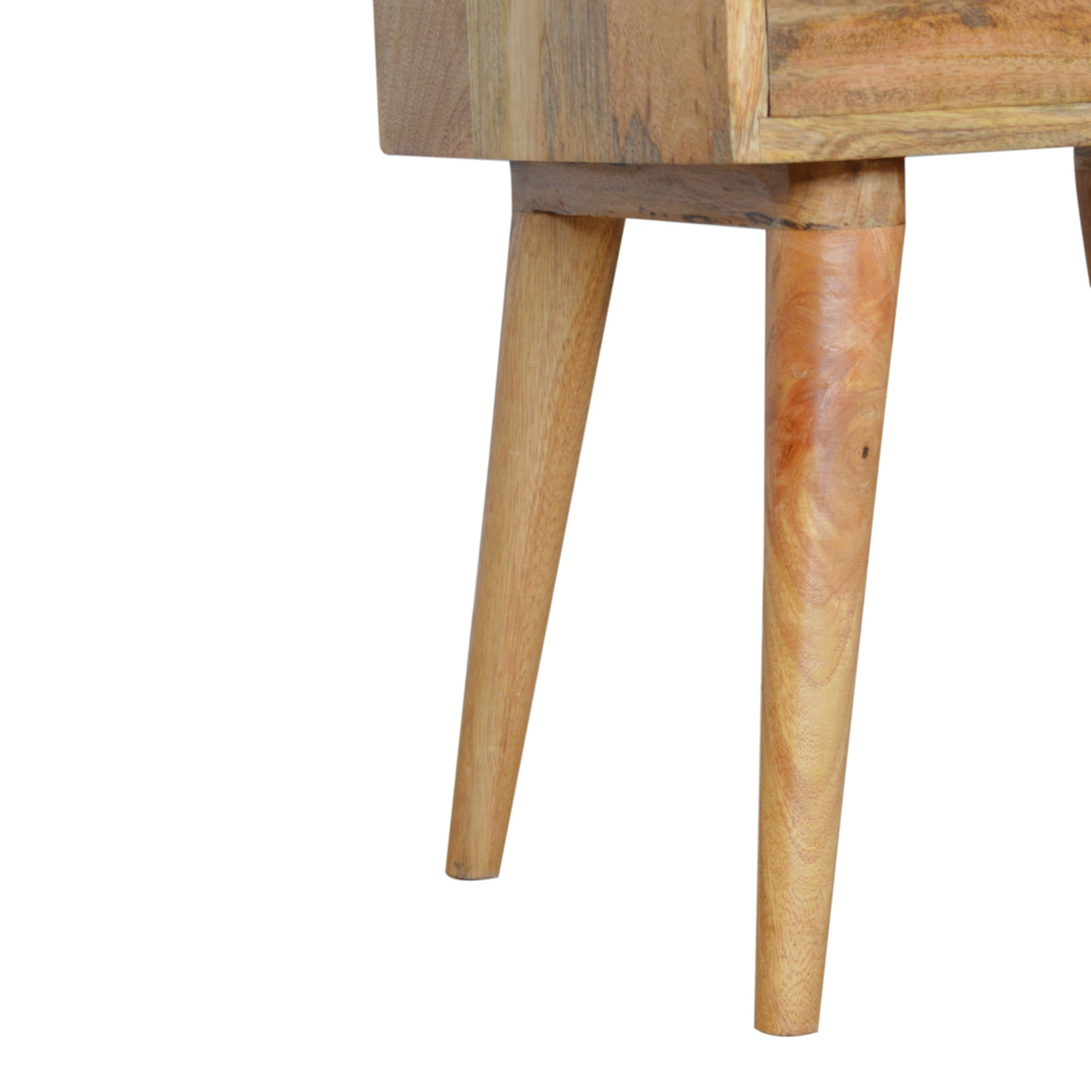 Open Slot Bedside with White Top Bedside Table | Oak-Ish Solid Mango Wood