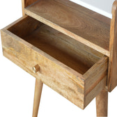 Open Slot Bedside with White Top Bedside Table | Oak-Ish Solid Mango Wood