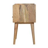 Open Slot Bedside with White Top Bedside Table | Oak-Ish Solid Mango Wood