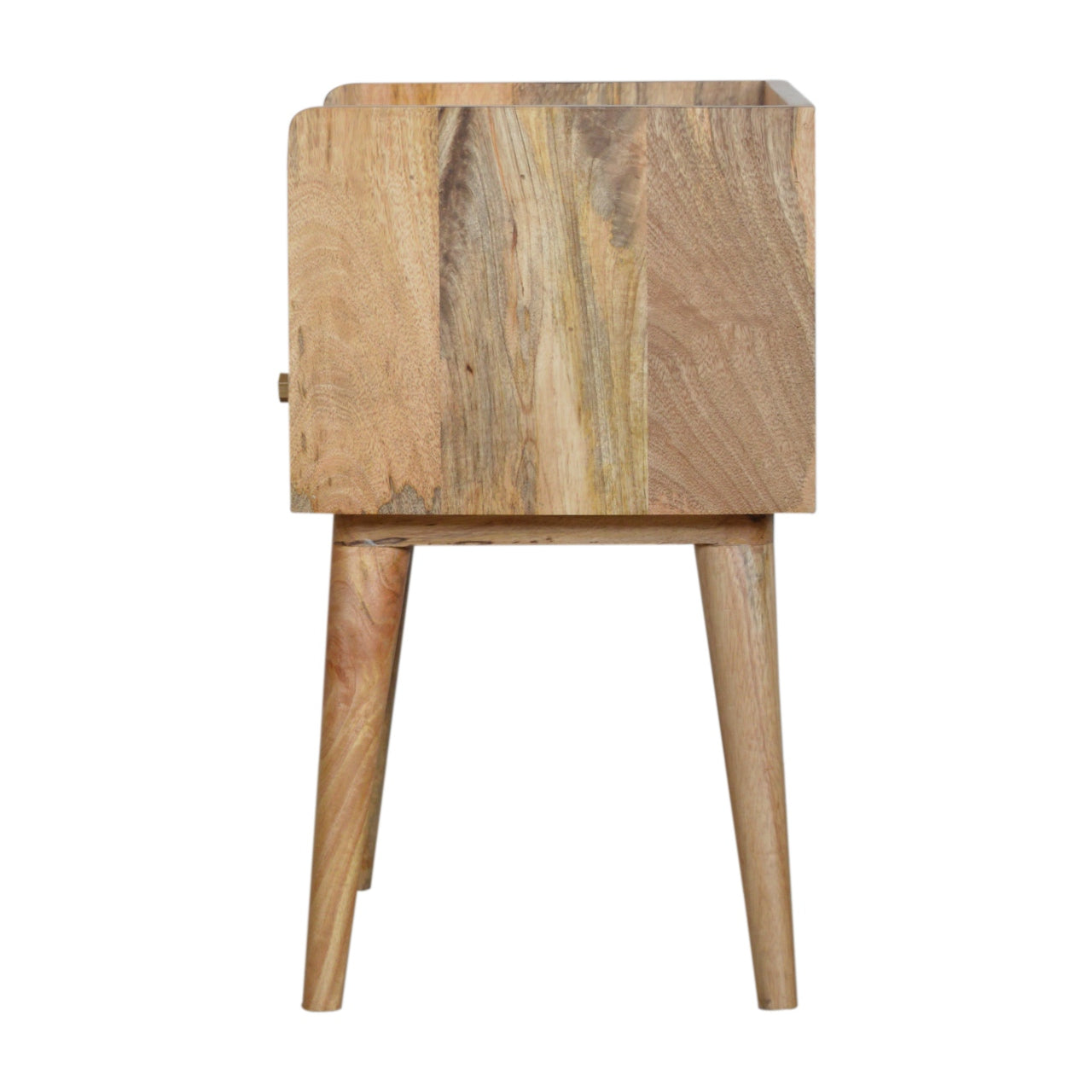 Open Slot Bedside with White Top Bedside Table | Oak-Ish Solid Mango Wood