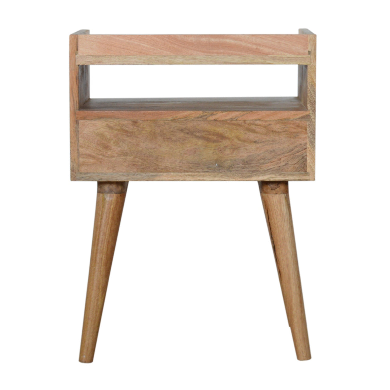 Open Slot Bedside with White Top Bedside Table | Oak-Ish Solid Mango Wood