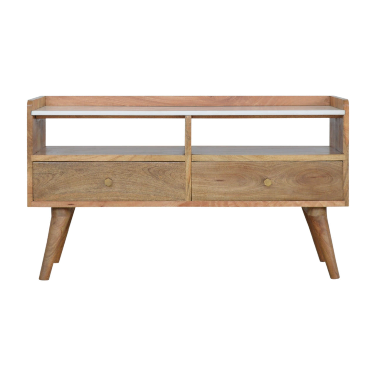 White Marble Top TV Media Unit | Marble-Effect