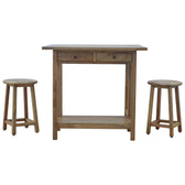 Breakfast Table With 2 Stools Footstool | Oak Solid Mango Wood