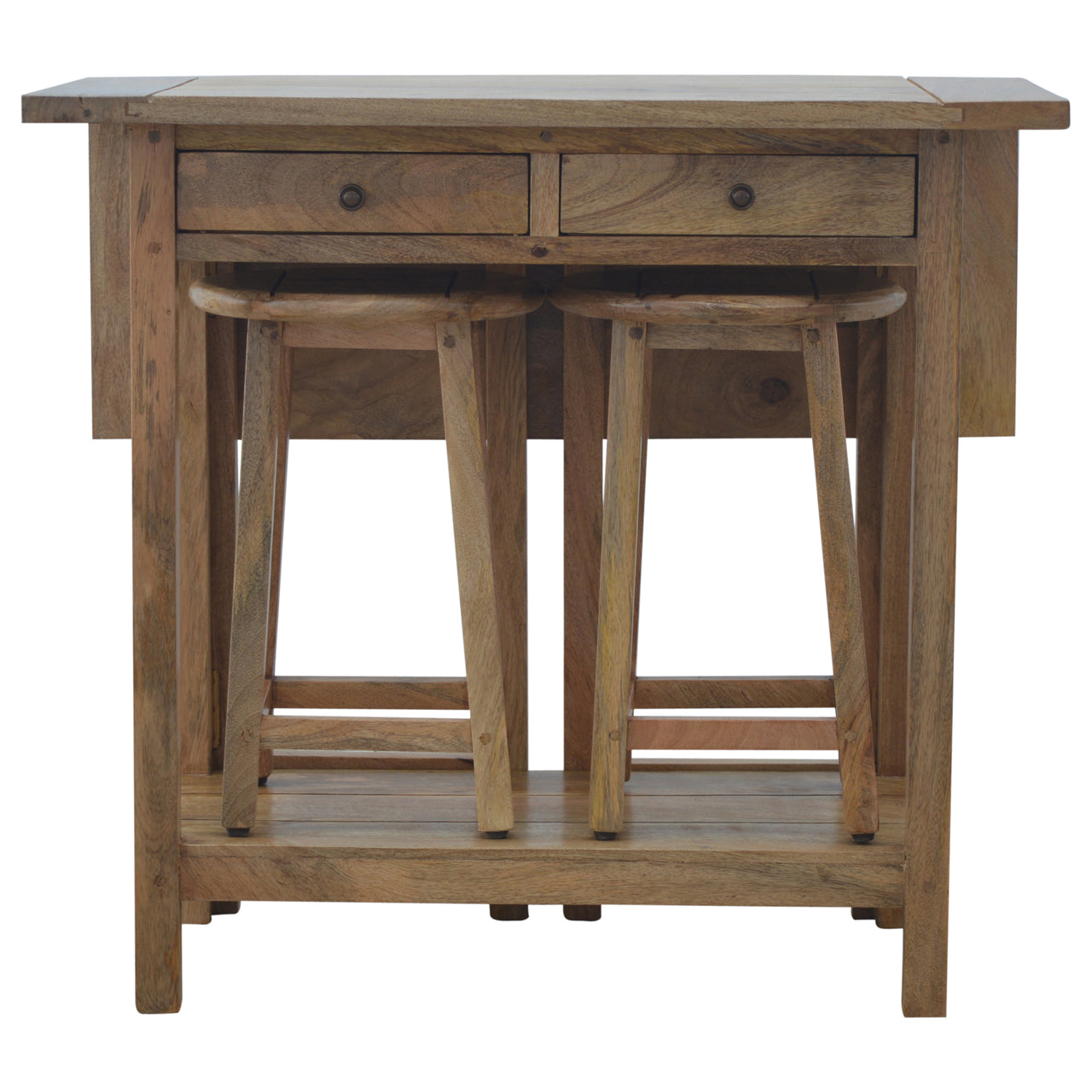 Breakfast Table With 2 Stools Footstool | Oak Solid Mango Wood