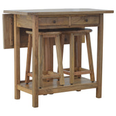 Breakfast Table With 2 Stools Footstool | Oak Solid Mango Wood