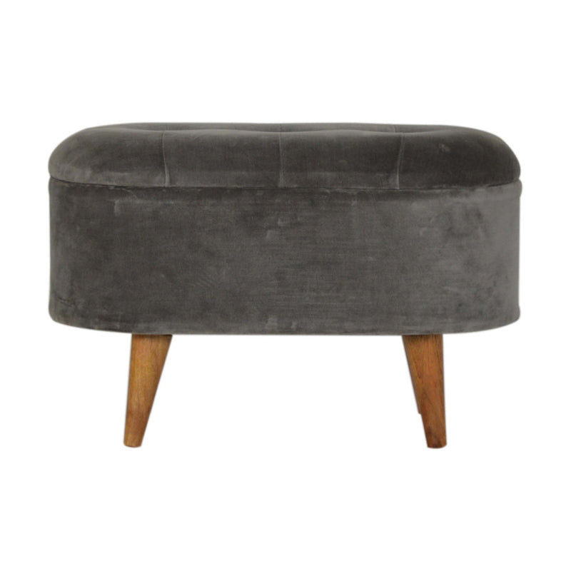 Grey Velvet Storage Footstool | Hidden Storage