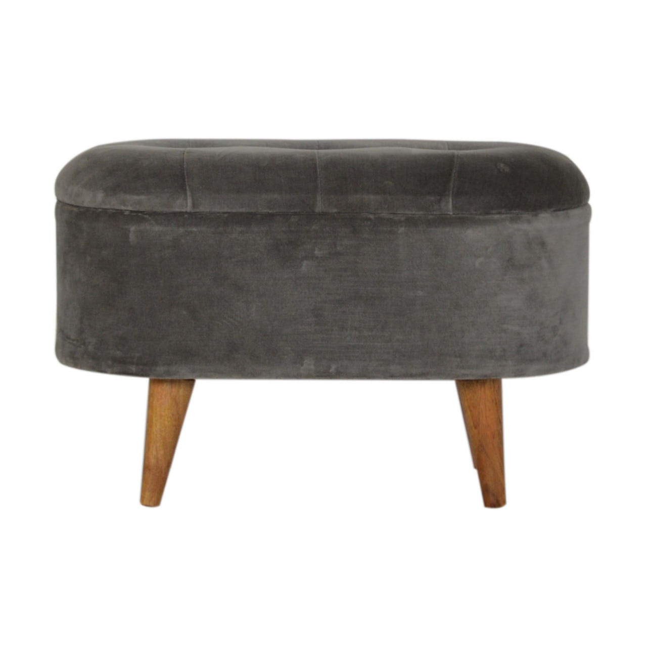 Grey Velvet Storage Footstool | Hidden Storage