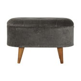 Grey Velvet Storage Footstool | Hidden Storage