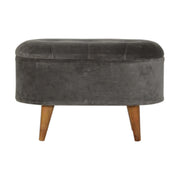 Grey Velvet Storage Footstool | Hidden Storage