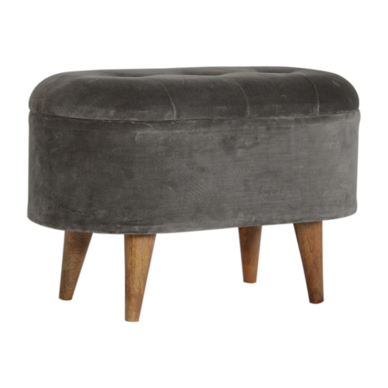 Grey Velvet Storage Footstool | Hidden Storage