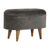 Grey Velvet Storage Footstool | Hidden Storage
