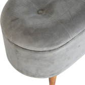 Grey Velvet Storage Footstool | Hidden Storage