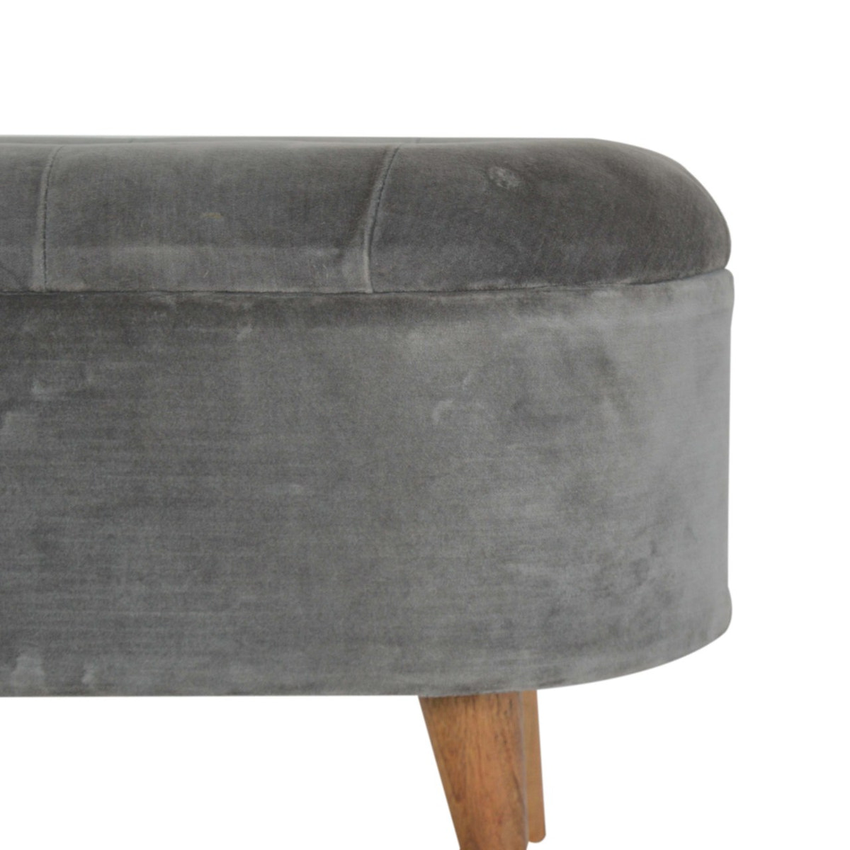 Grey Velvet Storage Footstool | Hidden Storage