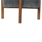Solid Wood Grey Velvet Footstool | Cotton Velvet