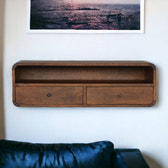 Floating Chestnut Open Console Chest of Drawers