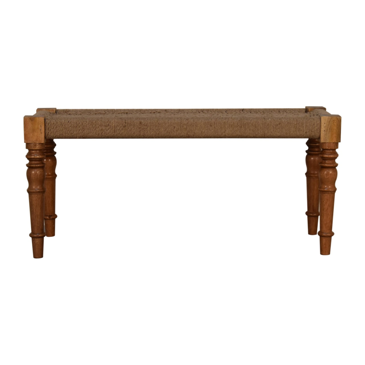 Fabric Turned Leg Bench | Linen
