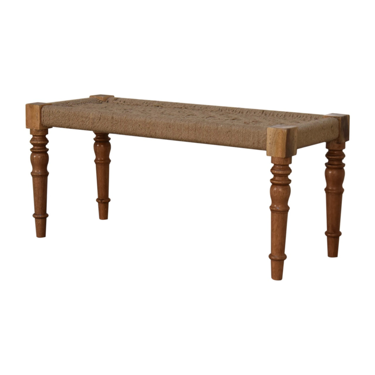 Fabric Turned Leg Bench | Linen