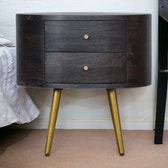 Ash Black Bedside with Brass Legs Bedside Table