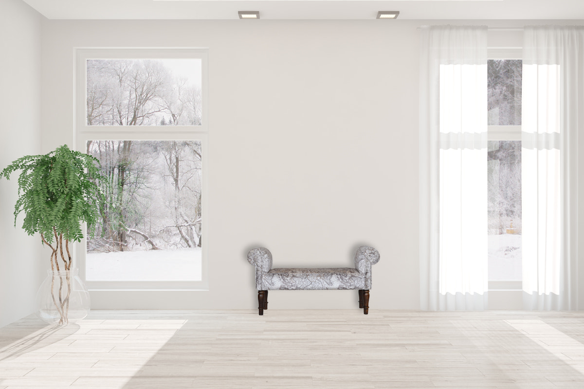 Map Printed Bedroom Bench