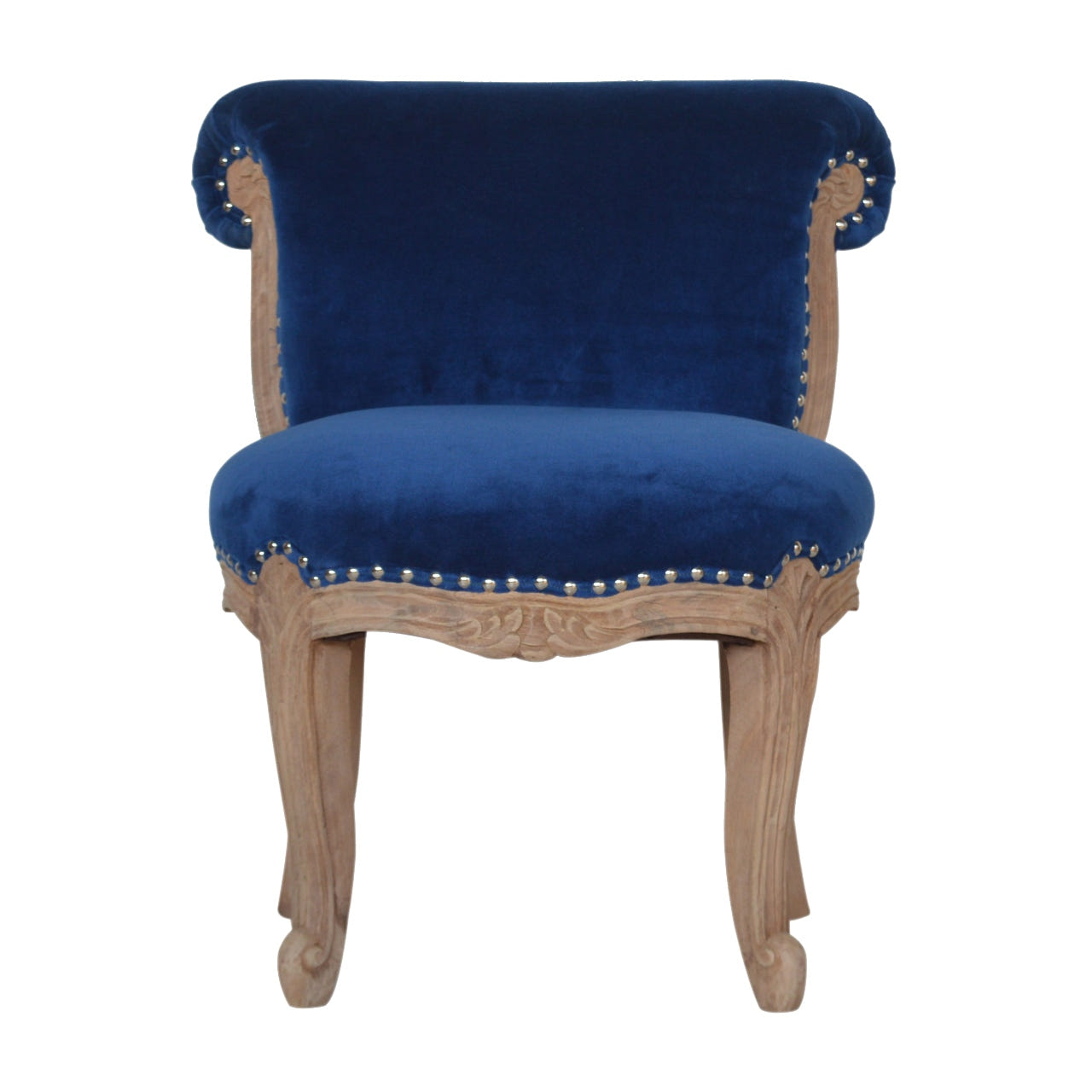Royal Blue Studded Chair | Cotton Velvet