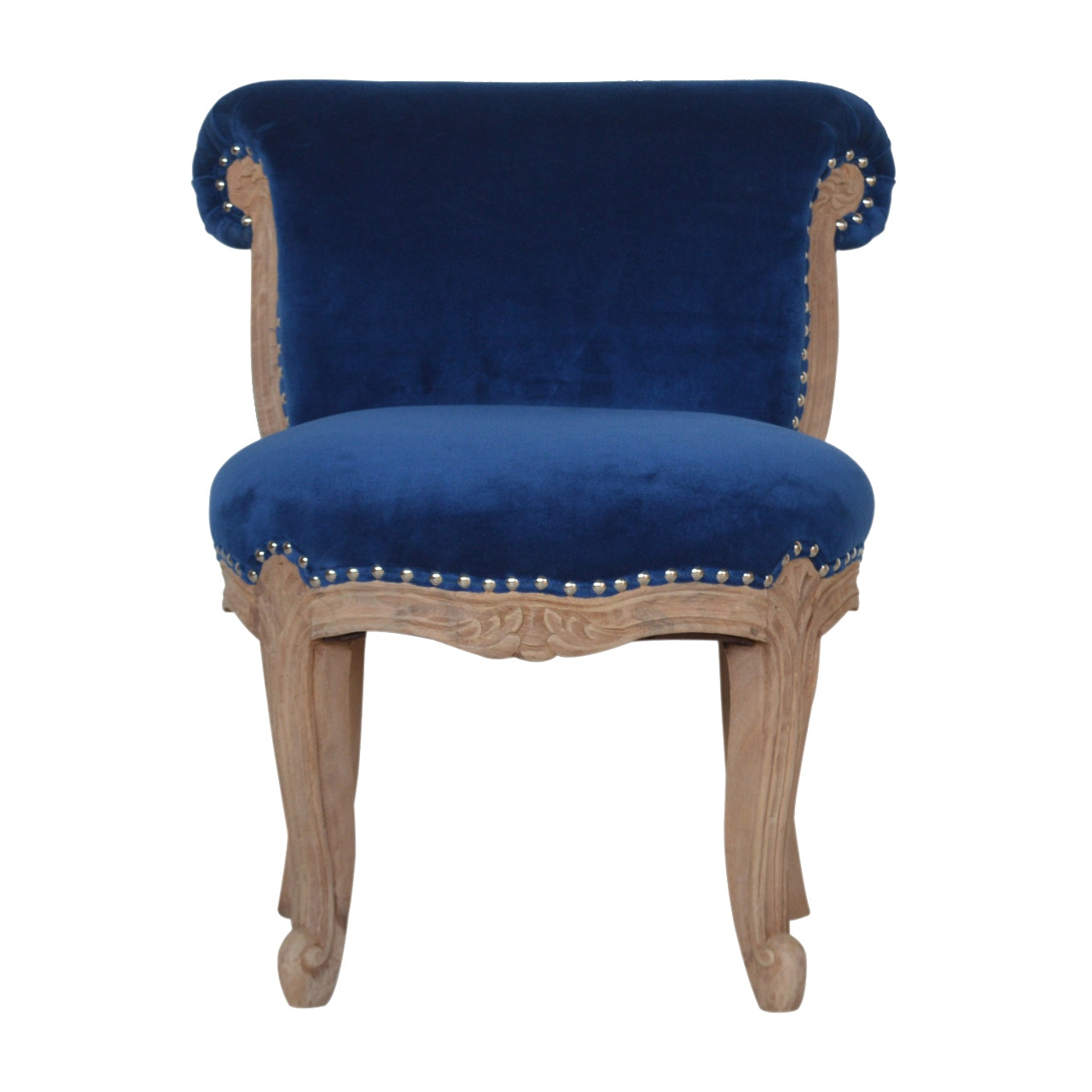 Royal Blue Studded Chair | Cotton Velvet
