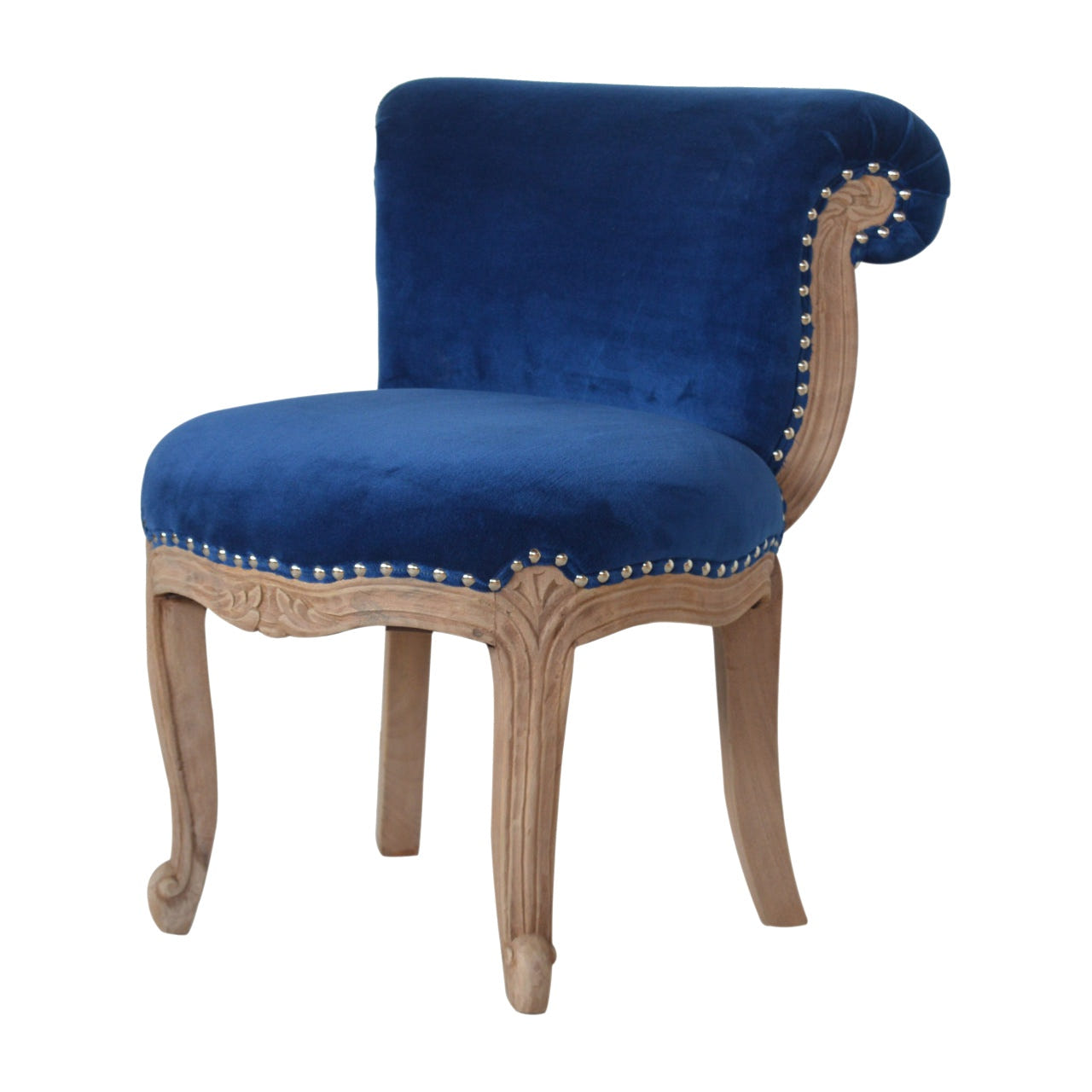 Royal Blue Studded Chair | Cotton Velvet