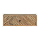 Floating Line Carved Bedside Table | Oak-Ish Solid Mango Wood Wall-Mounted