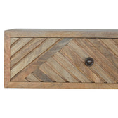 Floating Line Carved Bedside Table | Oak-Ish Solid Mango Wood Wall-Mounted
