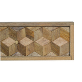 Floating Cube Carved Bedside Table | Oak-Ish Mango Wood Hand-Carved