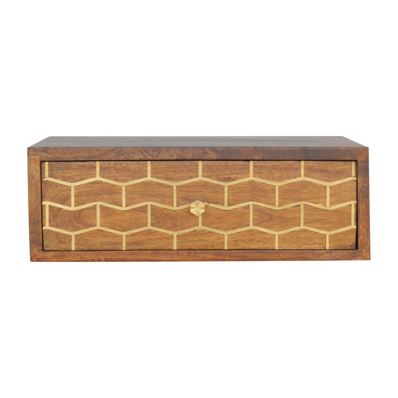 Floating Gold Art Chestnut Bedside Table