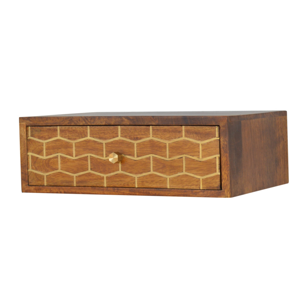 Floating Gold Art Chestnut Bedside Table