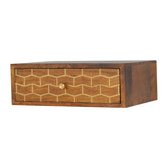 Floating Gold Art Chestnut Bedside Table