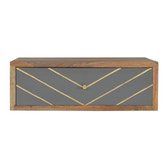 Floating Cement Brass Inlay Bedside Table