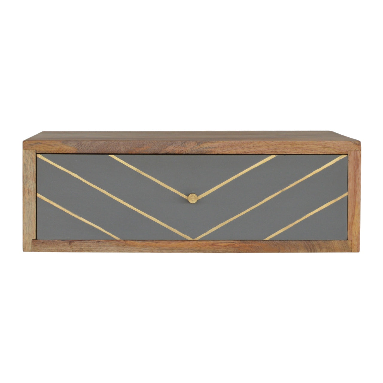 Floating Cement Brass Inlay Bedside Table
