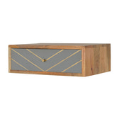 Floating Cement Brass Inlay Bedside Table