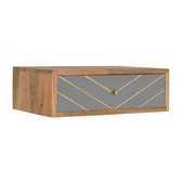 Floating Cement Brass Inlay Bedside Table