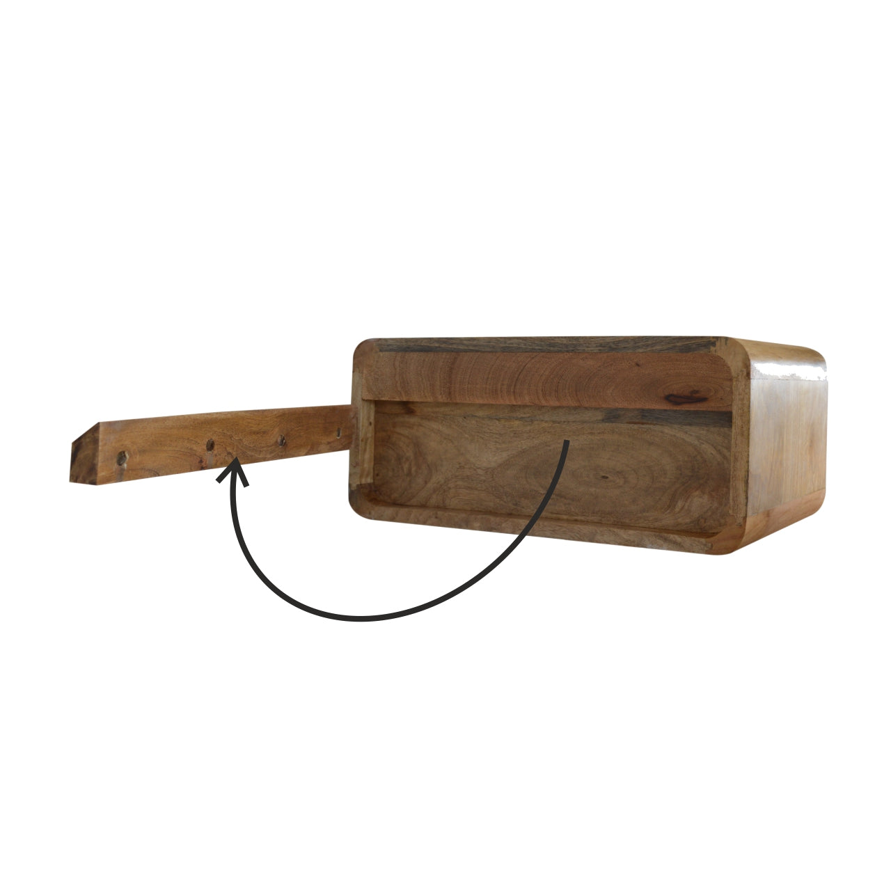 Wall Mounted Open Bedside Table | Oak Solid Mango Wood Wall-Mounted