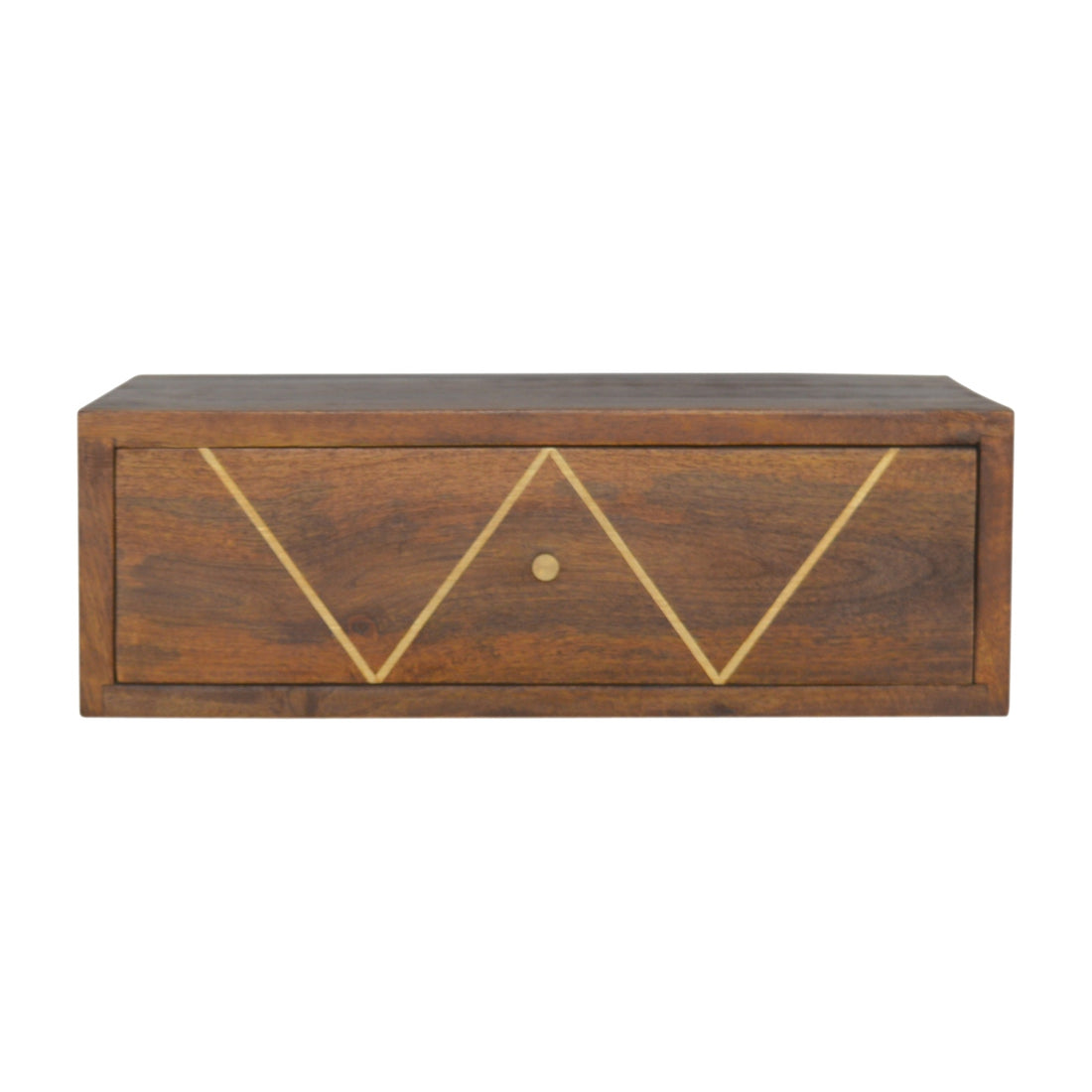 Floating Chestnut Brass Bedside Table | Wall-Mounted
