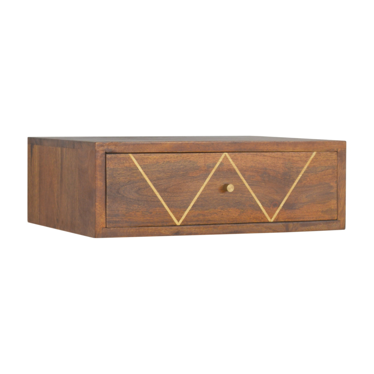 Floating Chestnut Brass Bedside Table | Wall-Mounted