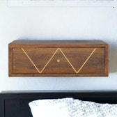 Floating Chestnut Brass Bedside Table | Wall-Mounted