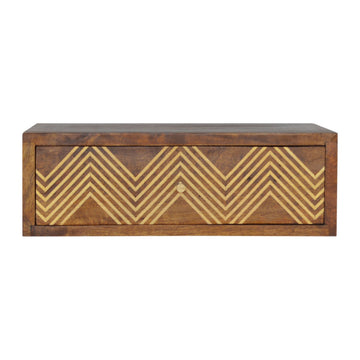 Wall Mounted Chevron Bedside Table | Chestnut Mango Wood Wall-Mounted