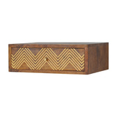 Wall Mounted Chevron Bedside Table | Chestnut Mango Wood Wall-Mounted