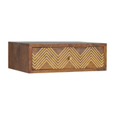 Wall Mounted Chevron Bedside Table | Chestnut Mango Wood Wall-Mounted